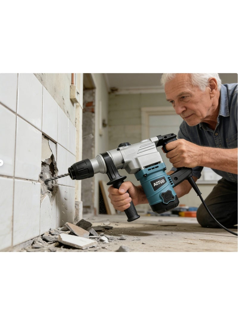 AOTUO Heavy Duty Rotary Hammer Drill 2300W Impact Drill Demolition Hammer for Concrete Wall Grooving Multi-Function Electric Hammer for Home Industrial Mixing - Image 2